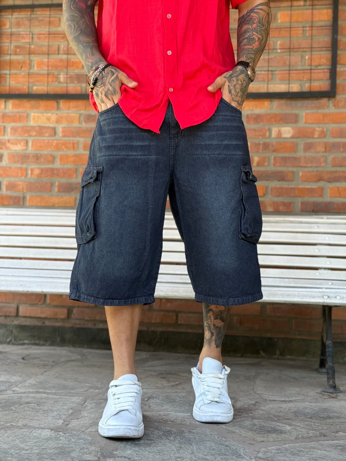 3f80790d-7c22-4943-bab9-ba05b2665663 Bermuda Baggy Azul Cargo 3D - Imagen 1