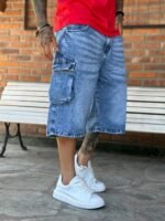 Bermuda Baggy Cargo Celeste 3D - Imagen 2