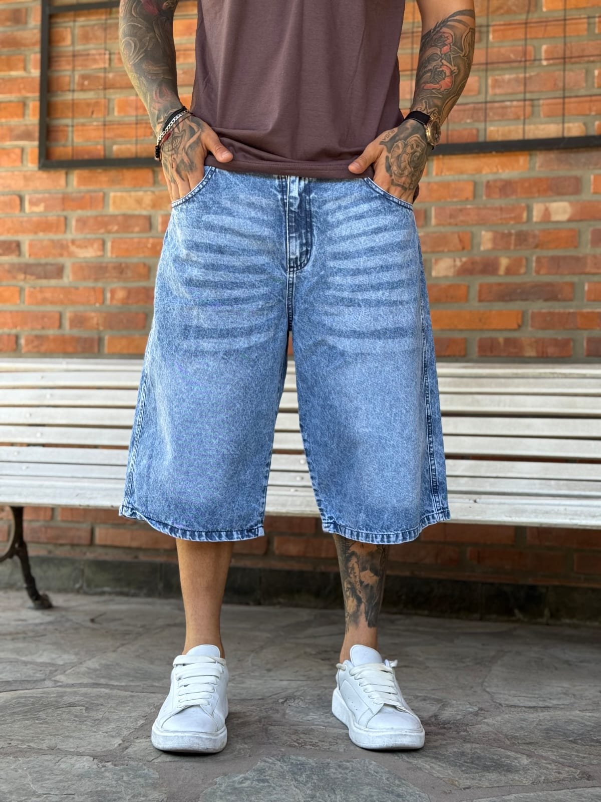 909f97de-50b8-49e5-82a6-f1b270099e5d Bermuda Baggy Celeste Lisa - Imagen 1