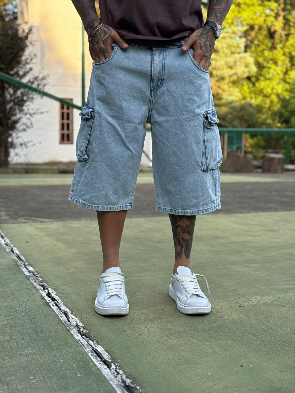 b85a1ed4-eb99-434a-9a75-f58666bba3b9 Bermuda Baggy Celeste Cargo 3D - Imagen 1