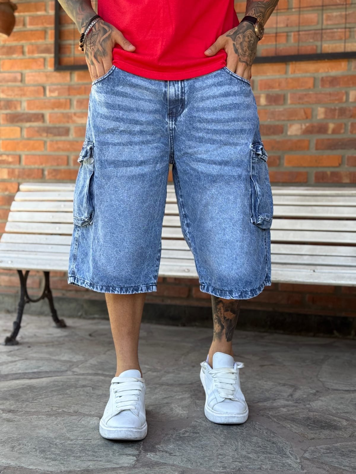 d43d8e08-8eae-4e30-97a4-2f322d6fdd58 Bermuda Baggy Cargo Celeste 3D - Imagen 1