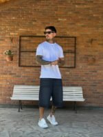 Bermuda Baggy Azul Lisa - Imagen 2